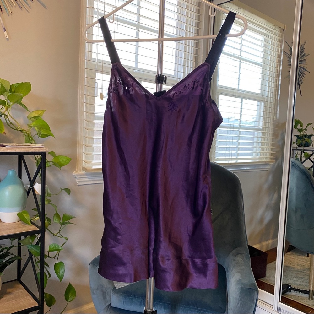 EDUN Purple Satin Slip Tank Top